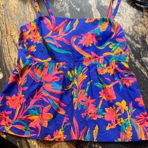 J. Crew Women’s Floral Camisole NWOT- Blue and Multicolor Tie Back top.
